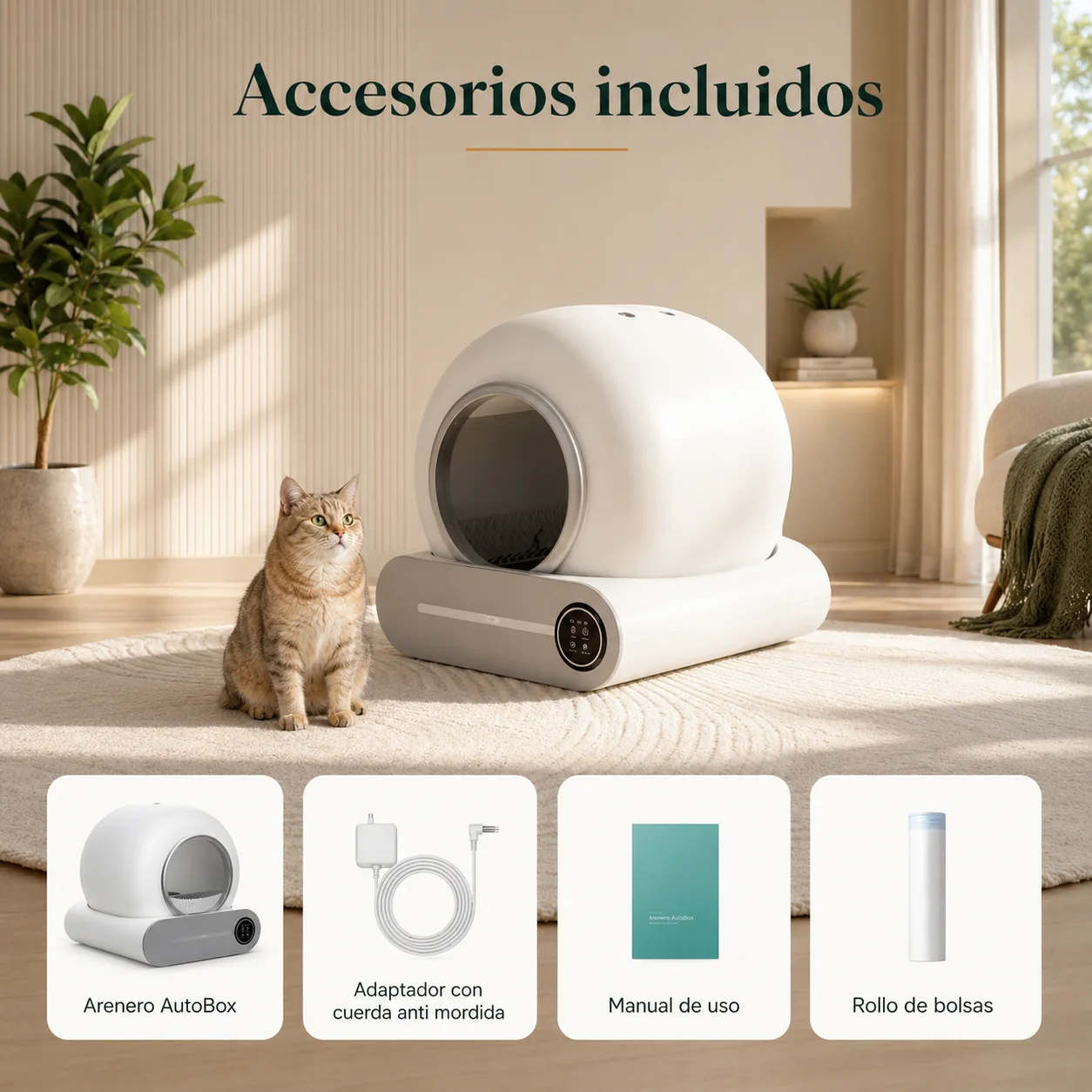 Accesorios incluidos con Gato Limpio AutoBox