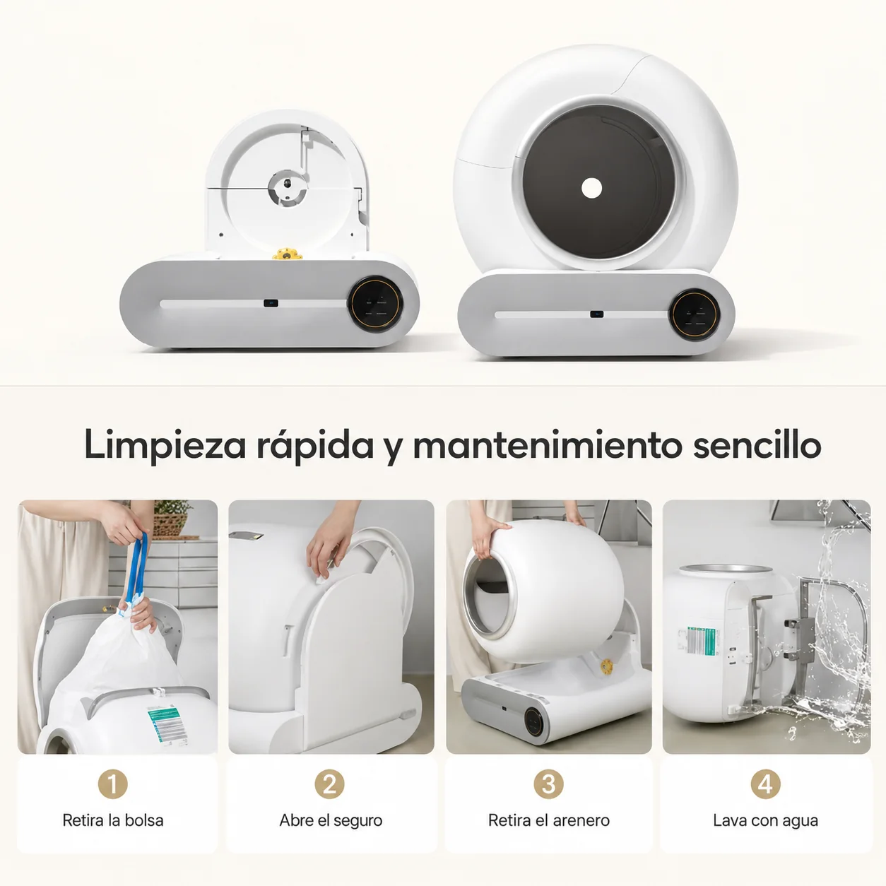 Proceso de limpieza y mantenimiento de Gato Limpio AutoBox