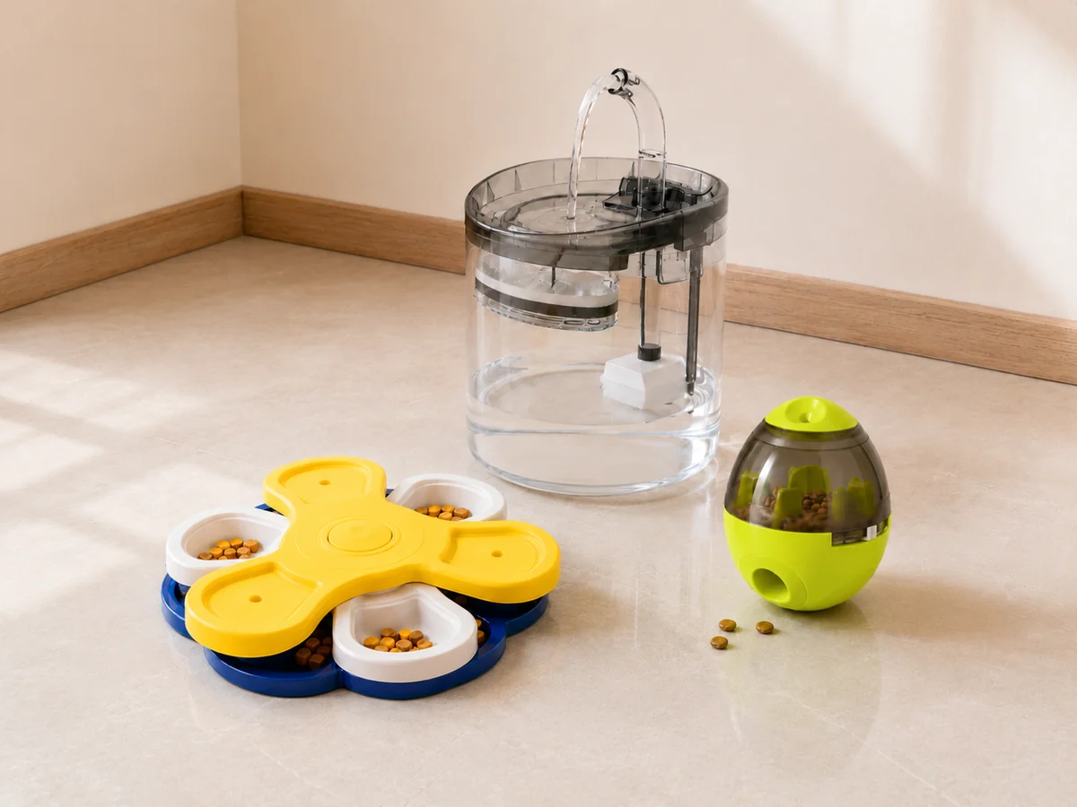 Kit Agua y Bienestar con fuente de agua, plato interactivo y dispensador de premios