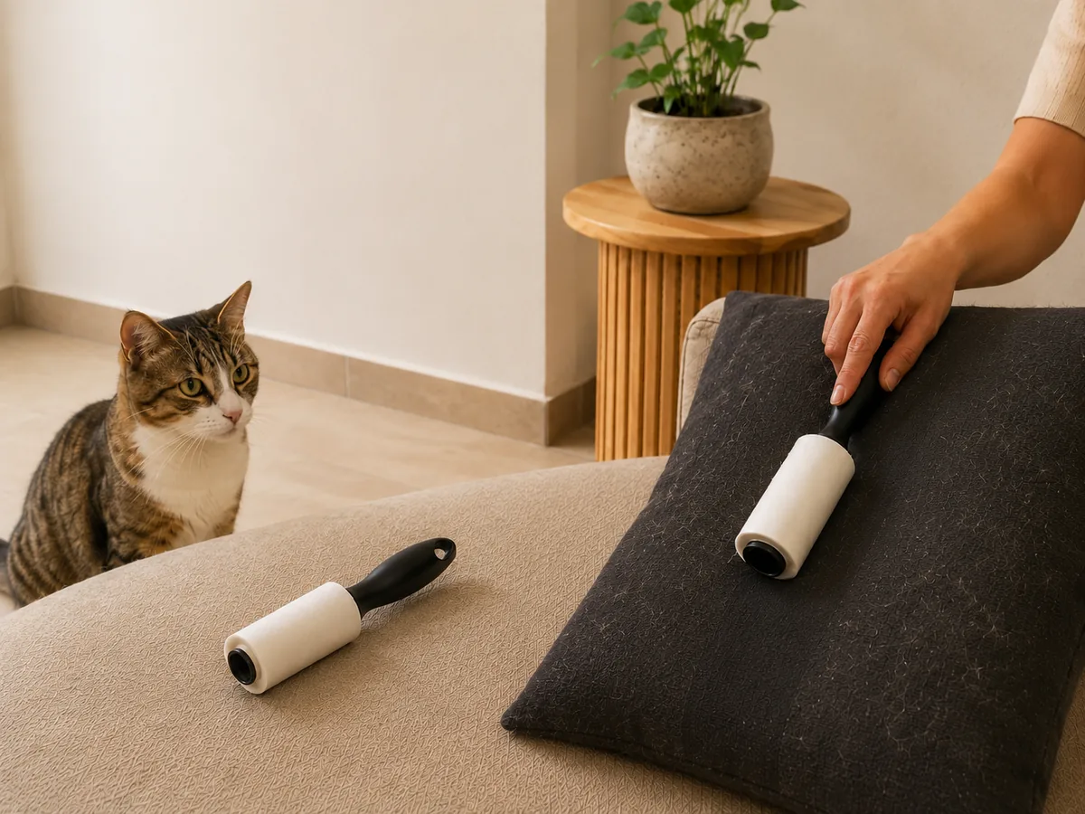 Rodillos quita pelos para limpiar pelo de gato en muebles
