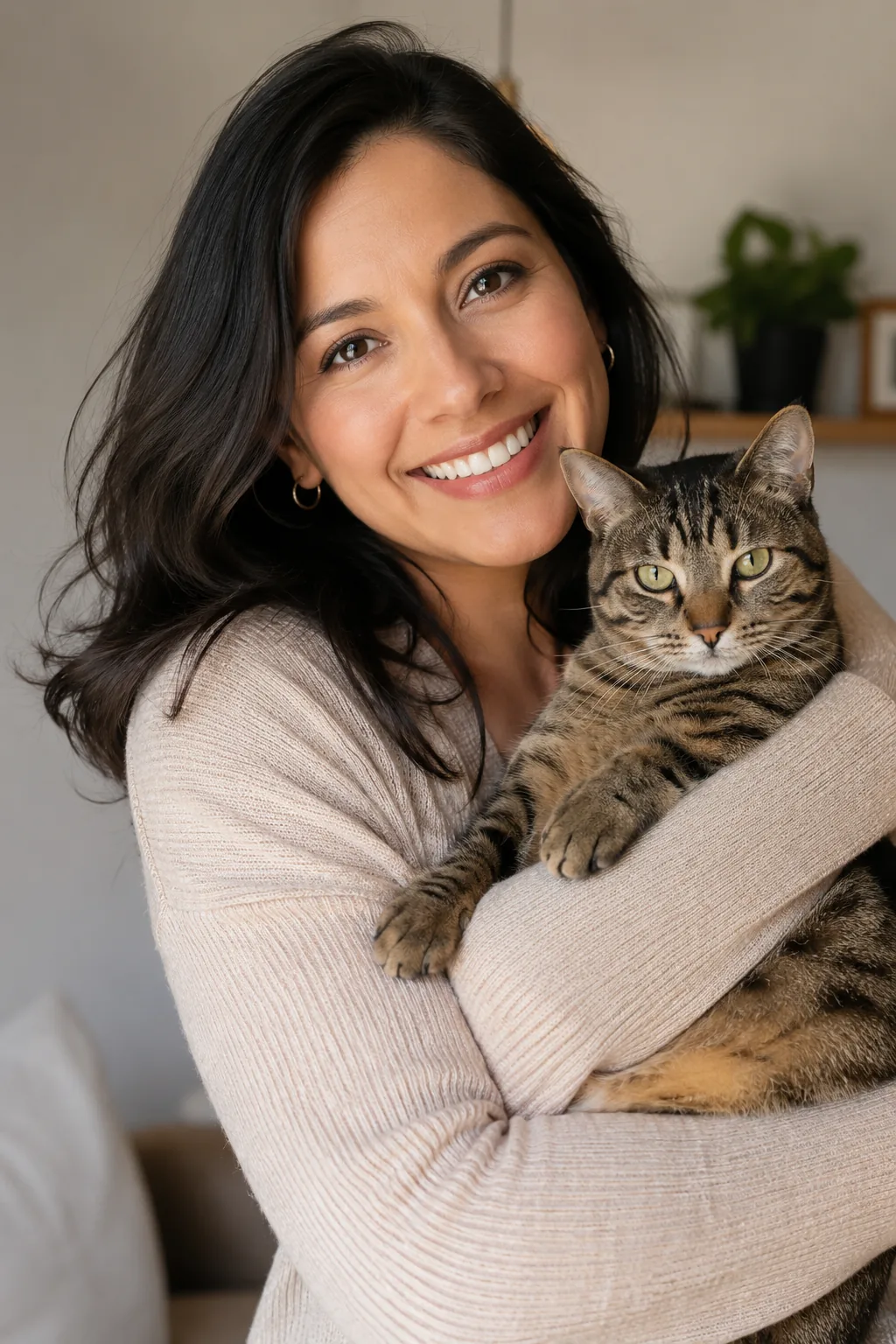 María González con su gata Luna